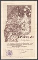 1915 Emléklap az 1915. évi honvédelmi harcban vitézül küzdő harcosok, valamint az elesett hősök özvegyeinek és árváinak karácsonyi öröméhez adománnyal való hozzájárulásért; Kircher Hermann altábornagy, a Hadsegélyező Hivatal vezetőjének nyomtatott aláírásával. Bp., M. Kir. Állami-ny., hajtva, 33,5x21 cm