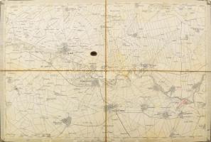 1880 Magyar települések és környékük térképe vászonra kasírozva 20 db térkép, egy a jelmagyarázat tö...