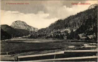 1912 Gyergyószentmiklós, Gheorgheni; Gyilkos-tó jobb oldali része. Kossuth nyomda kiadása / Lacul Rosu (Ghilcos) / lake