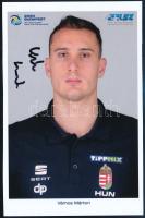 Vámos Márton (1992- ) olimpiai bronzérmes, kétszeres világ- és Európa-bajnok vízilabdázó autográf aláírása őt ábrázoló képen, 14,5x9,5 cm