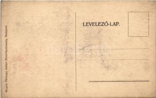 Humoros első világháborús grafikai lap. A Központi hatalmak Krampuszának virgácsán lógnak az Antant ...