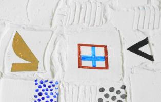 Bartl József (1932-2013): Kék kereszt négyzetben. Akril, vászon. Jelezve jobbra lent: Bartl 2005. Há...