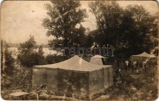 1925 Környe, cserkésztábor, sátrak és cserkészek / Hungarian boy scouts, scout camp with tents. photo (kopott sarkak / worn corners)