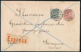 1895 Expressz levél 5kr és 20kr bérmentesítéssel &quot;ZÁGRÁB / ZAGREB&quot; - Sarajevo