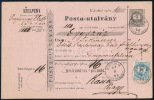 1876 Teljes díjjegyes postautalvány 10kr bérmentesítéssel &quot;TÉCSŐ / MÁRMAROS.M.&quot; - Dragomérfalva