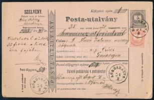 1876 Teljes díjjegyes postautalvány 5kr bérmentesítéssel &quot;KÖRÖSBÁNYA&quot; (Gudlin 300 p) - Guravojon