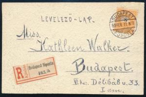 1899 Kézzel festett képeslap helyi ajánlott küldeményként feladva 8kr bérmentesítéssel &quot;BUDAPEST&quot;