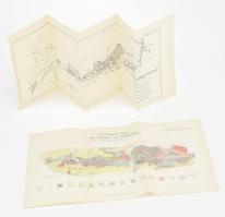 cca 1930 A rudabányai külfejtés helyszínrajza, Plan des Tagbaues, 1:9090, 27×66 cm + Geologische Karte des Gebirges von Rudabánya, 26,5×49 cm