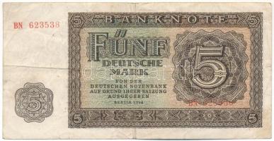 NDK 1948. 5M, 6 jegyű sorszám T:F GDR 1948. 5 Mark, 6 digit serial C:F Krause P#11a