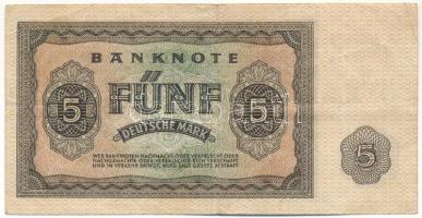 NDK 1948. 5M, 6 jegyű sorszám T:F
GDR 1948. 5 Mark, 6 digit serial C:F
Krause P#11a
