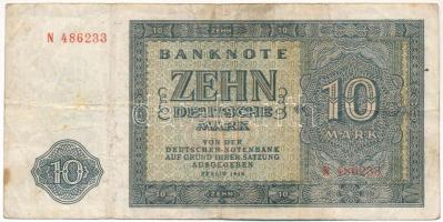 NDK 1948. 10M, 6 jegyű sorszám T:VG folt GDR 1948. 10 Mark, 6 digit serial C:VG spot Krause P#12