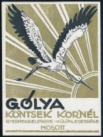 cca 1930 Kontsek Kornél Divatáruháza Debrecen Gólya gyermekkelengye különlegesség reklámlap, 13×9 cm