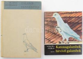 2 db galamb és galambtenyésztés témájú könyv: Szűcs Lajos - Szécsényi István: Galambtenyésztés. Bp., 1965, Mezőgazdasági. Kiadói egészvászon-kötés, borítón és előzéklapokon néhány apró folttal. + Szikora András: Katonagalambok, hírvivő galambok. Bp.,1983, Zrínyi. Fekete-fehér képanyaggal illusztrált. Kiadói egészvászon-kötés, kiadói papír védőborítóban, jó állapotban.