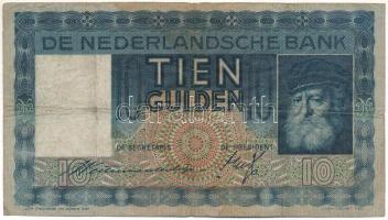 Hollandia 1935. 10G T:F,VG Netherlands 1935. 10 Gulden C:F,VG Krause P# 49