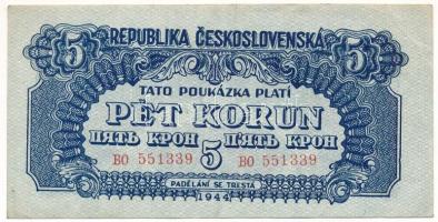 Csehszlovákia 1944. 5K T:F Czechoslovakia 1944. 5 Korun C:F Krause 46.a