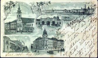 Arad with Railway Palace and Lyceum litho (EK)