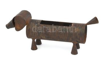 Ismeretlen alkotó: Mid-century vas kutya szobor, h: 20 cm