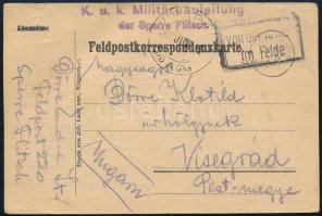 1916 Tábori posta levelezőlap "K.u.k. Militärbauleitung der Sperre Flitsch."