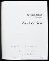 Ars Poetica. (Székács Zoltán, 1954-), festőművész.Székács Zoltán, kiadói kartonált kötésben. 68p. Matits Ferenc művészettörténész számára DEDIKÁLT.