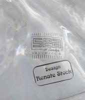 Svéd design háromégős üveg mécsestartó, terv.: Renate Stock. Címkével jelzett, 17x16 cm