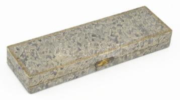 Antik francia salátaszervírozó, ezüstözött nyelekkel, jelzett, eredeti dobozában