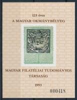 1993 125 éves a magyar okmánybélyeg emlékív (3.500)