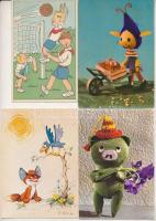 21 db MODERN motívum képeslap: rajzfilm, humor, gyerek, üdvözlő / 21 modern motive postcards: cartoo...