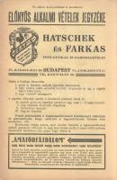 [Képes árjegyzék] Hatschek és Farkas Foto, Optikai és Rádió Szaküzletei katalógusa és Előnyös alkalm...