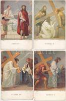 12 db RÉGI vallás motívum képeslap: kálvária, stációk / 22 pre-1945 religious motive postcards: calvary, stations of the cross