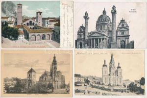 21 db régi város képeslap: katedrálisok, templomok / 21 pre-1945 town-view postcards: cathedrals, ch...