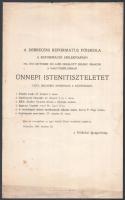 1910 Debrecen, a Debreceni Református Főiskola által a reformáció emléknapja alkalmából tartott ünnepi istentisztelet programja + A debreceni református egyház presbiteri gyűlésének meghívója és tárgysorozata, kissé foltos, sérült