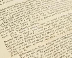 1783 Határozat Brindisi Szent Lőrinc boldoggá és szentté avatásáról, latin nyelven, a lap alján 1784...