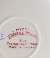 Staffordshire Myott Royal Mail 6 darab csésze alátéttel, d: 14 cm