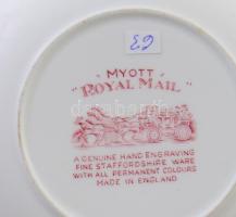 Staffordshire Myott Royal Mail 6 darab mélytányér, jelzett, kis horzsolással, d: 22,5 cm