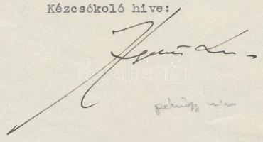 1939 Bp., Hegedűs Lóránt (1872-1943) pénzügyminiszter által aláírt levél