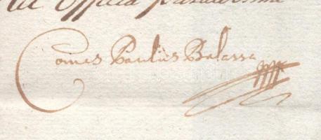 1767 Balassa Pál gróf által aláírt latin nyelvű levél