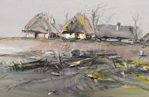 Aba Szőcs László (1944-2018): Tanya. Olaj, vászon. Jelezve jobbra lent. Dekoratív fakeretben. 40x60 ...