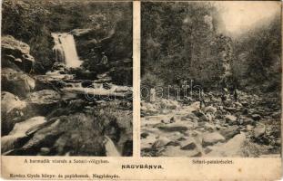 1907 Nagybánya, Baia Mare; Harmadik vízesés a Szturi-völgyben, Szturi-patak részlete. Kovács Gyula kiadása / waterfall in the valley, creek (Rb)