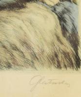 Glatz Oszkár (1872-1958) - Prihoda István (1891-1956): Betűvetés. Színezett rézkarc, papír. Glatz ál...