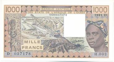 Nyugat-Afrikai Államok / Mali 1981. 1000Fr T:AU West African States / Mali 1981. 1000 Francs C:AU Krause P#407D