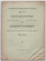 1905 A Nagykomlósi Népbank Rt. 1904. évi üzlet-jelentése. Tizennegyedik évfolyam. Szeged, 1905, Várnay L.-ny., 16 p. Kiadói tűzött papírkötés, a lapok sarka gyűrött.