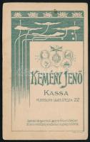 cca 1900 Férfiportré, keményhátú fotó Kemény Jenő kassai műterméből, szecessziós hátlappal, 10,5×6,5...