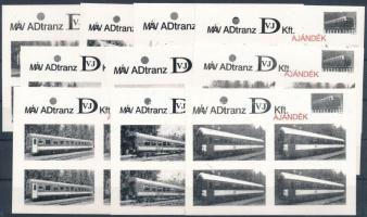 1997/9 Vasút 10 db-os emlékív garnitúra feketenyomat, ajándék (1997/FA9a+FA9b+FA9c+FA9d+FA9e+FA9f+FA9g+FA9h+FA9i+FA9j)