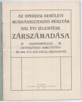 1912 Az eperjesi kerületi munkásbiztosító pénztár 1911. évi jelentése, zárszámadása, vagyonmérlege, ...