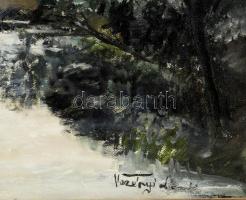 Vezényi L jelzéssel: Vízpart. Olaj, vászon. Dekoratív fakeretben. 32x47 cm