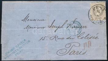 1869 Levél 25kr bélyeggel "PEST / TERÉZVÁROS" - Paris (300.000)