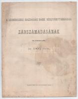 1906 A Szinérszegi Gazdasági Bank Rt. zárszámadásának VII. évfolyama az 1905. évre. Lugos, Sziklai Lajos-ny., 16 p. Kiadói tűzött papírkötés, foltos borítóval.