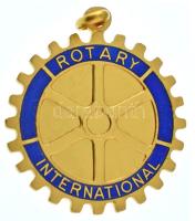 Olaszország DN "Rotary International" aranyozott fém medál füllel, hátoldalán gravírozással, eredeti tokban (37x33mm) T:UNC Italy ND "Rotary International" gold plated metal medal with ear, with engraving on the back, in original case (37x33mm) C:UNC