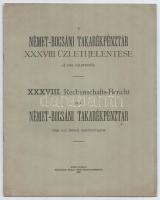 1911 A Német-Bogsáni Takarékpénztár XXXVIII. üzleti jelentése az 1910. üzletévről. Németbogsán, 1911, Rosner Adolf-ny., 16 p. Kiadói tűzött papírkötés, a borítón kis szakadásokkal.