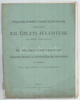 1903 A Délmagyarországi Kereskedelmi és Gazdasági Bank Rt. Temesvárott XII. üzleti jelentése az 1902. üzletévről. Temesvár, 1903, Uhrmann Henrik-ny., 28 p. Kiadói tűzött papírkötés, sérült, különvált borítóval.